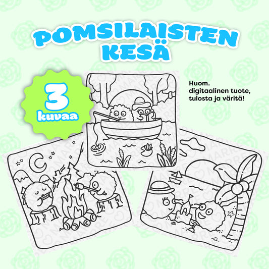 Värityskuva 3 kpl setti: Pomsilaisten Kesä